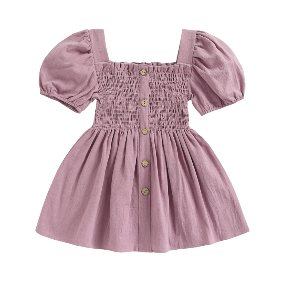 Pink dress with puff sleeves