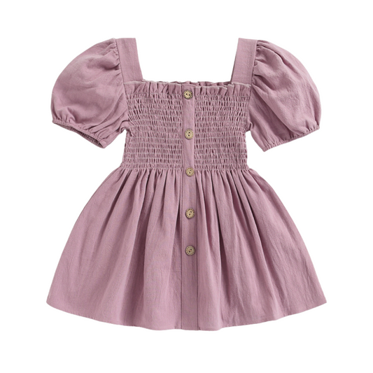 Pink dress with puff sleeves 