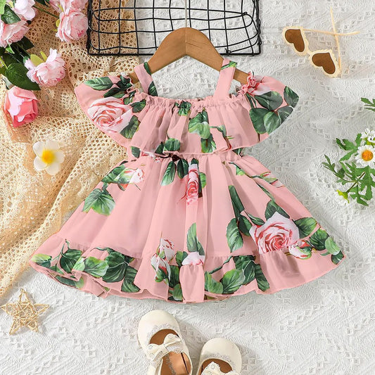 Girls Pink floral dress  