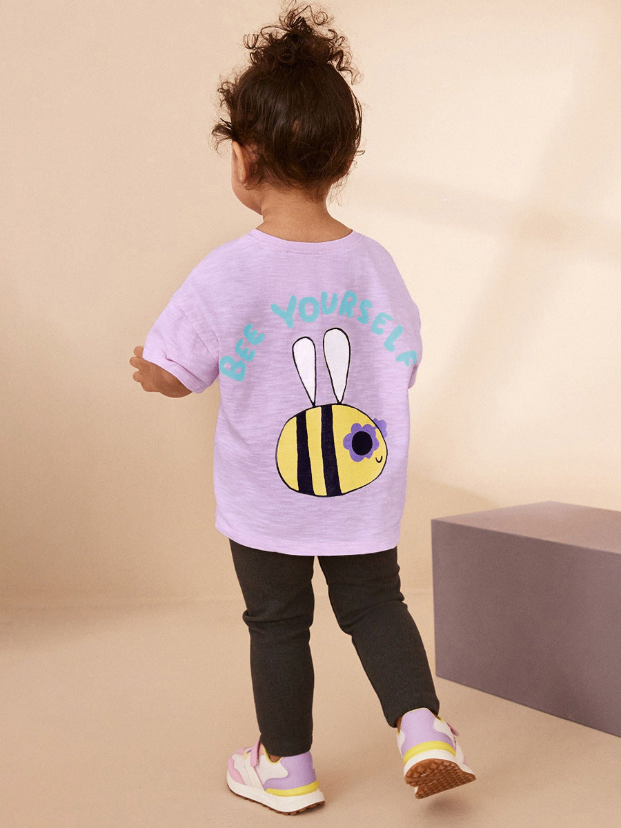 Summer Baby Kids Bees Cartoon Pattern T-shirt and Shorts Clothing Set