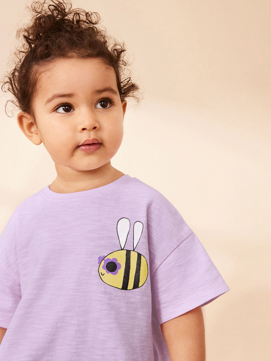 Summer Baby Kids Bees Cartoon Pattern T-shirt and Shorts Clothing Set